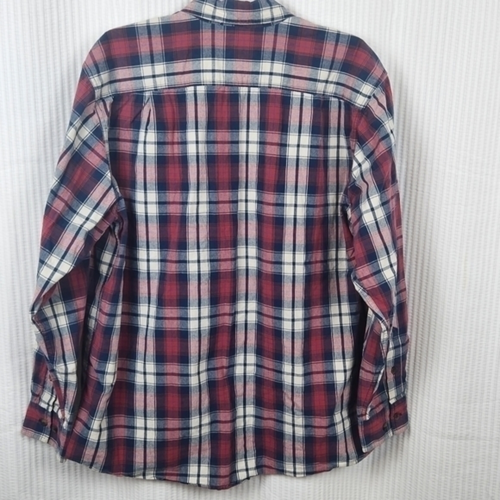 CE Schmidt Workwear Large Long Sleeve Button‎ Down Plaid Red White Blue Colorway - Picture 4 of 7